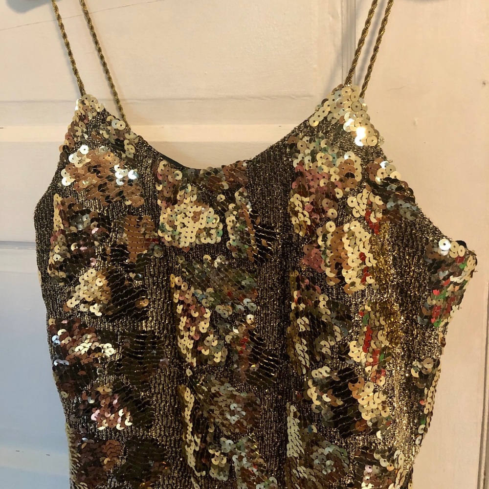 Circa 1980s Vintage Karen Lucas X Niki Gold Dress